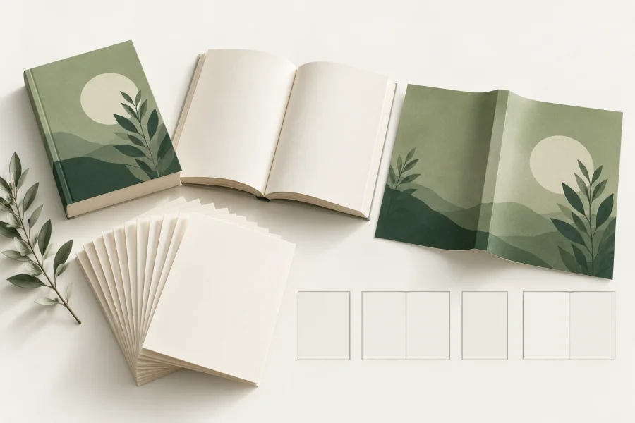 An interior manuscript and matching full-wrap book cover